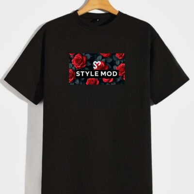 STYLE MOD Black Printed Cotton T-Shirt for Men