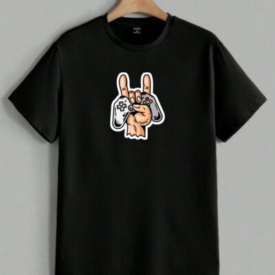 STYLE MOD Black Printed Cotton T-Shirt for Men